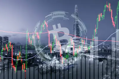 A person analyzing cryptocurrency charts on a computer screen, representing the use of data analysis and technical analysis techniques to gather market intelligence and identify trends in cryptocurrency markets.